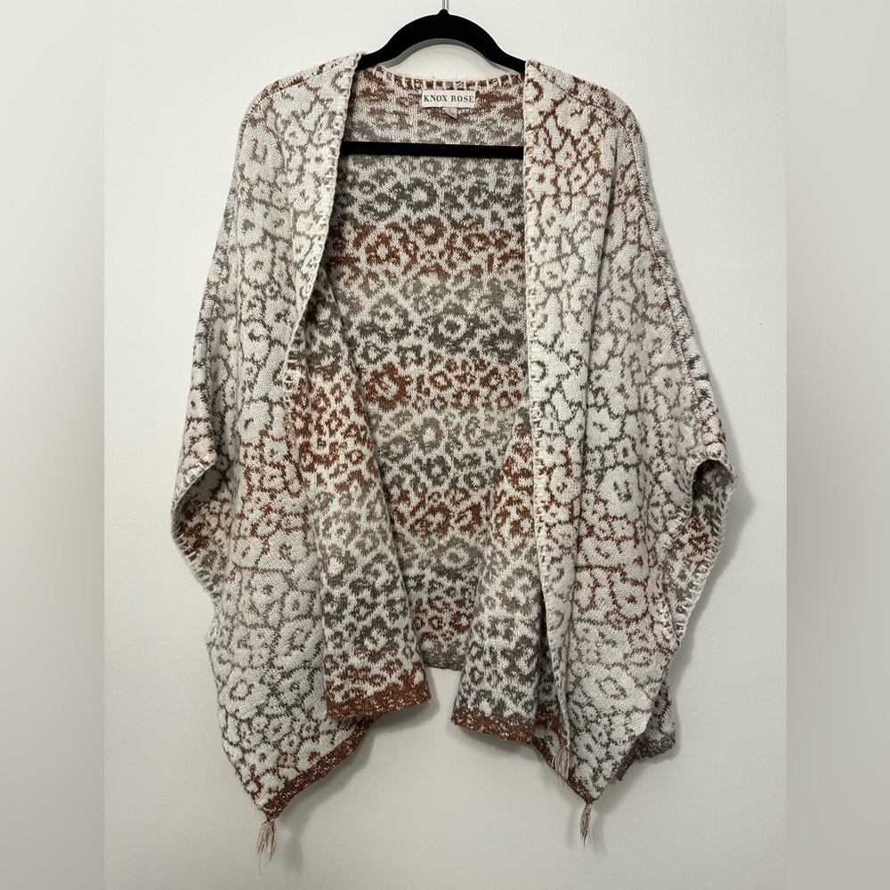 Knox Rose Women’s Cheetah Print Poncho Size L
